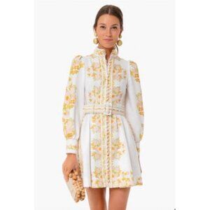 NWT Tuckernuck Beulah Leila Yellow Floral Belted Button Dress $475 XS